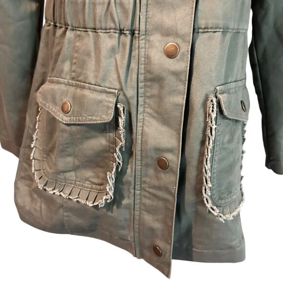 Cat & Jack Kids Jacket SZ L 10-12 Khaki Green Long Sleeve Lined Hooded  Utility - Picture 4 of 13